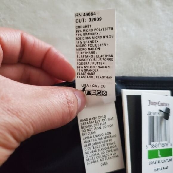 Juicy Couture womens swim bikini bottoms Ruffle Black Sz Large summer pool beach - Picture 4 of 5